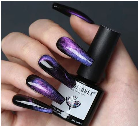 Sultry Purple Cat Eye Nails