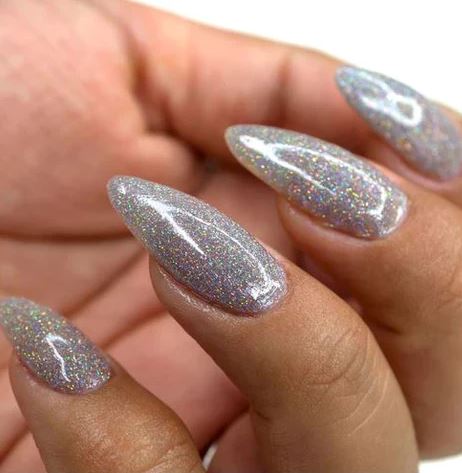 Silvery Glitter Nails