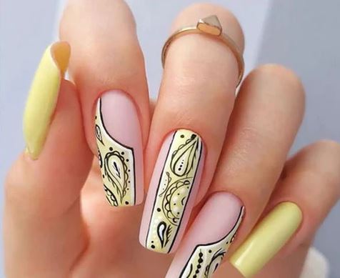 Yellow & Pink Nail Art