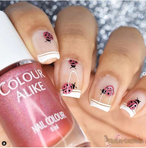 Pink Sparkle Ladybug Nails by nailartagvzla