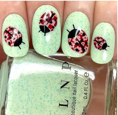 Green & Red Ladybug Nails by nailart.by.danni