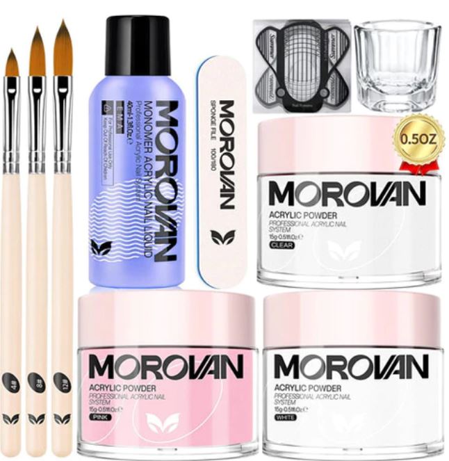 MOROVAN Acrylic Nail Kit With Clear & Pink