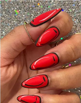 Red & Black Pop Art Nails