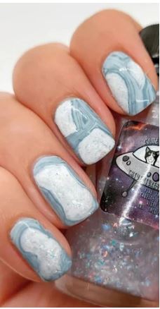 Light Blue Geode Nails