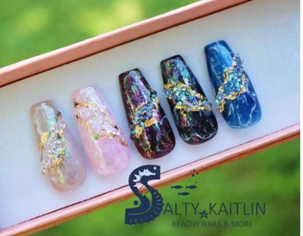 Hand Painted Druzy Nails