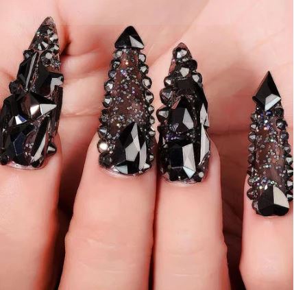 Black Crystal Nails