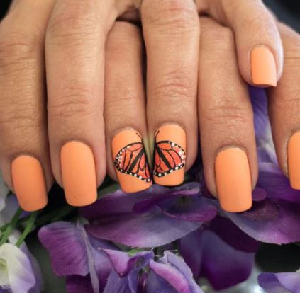 Hand Painted Gel Butterfly Nails