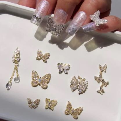 Gold Butterfly Nails