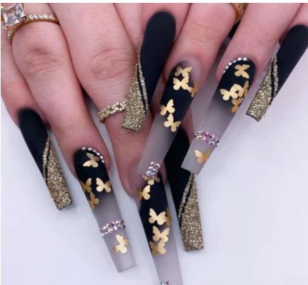 Gold & Rose Gold Butterfly Nails