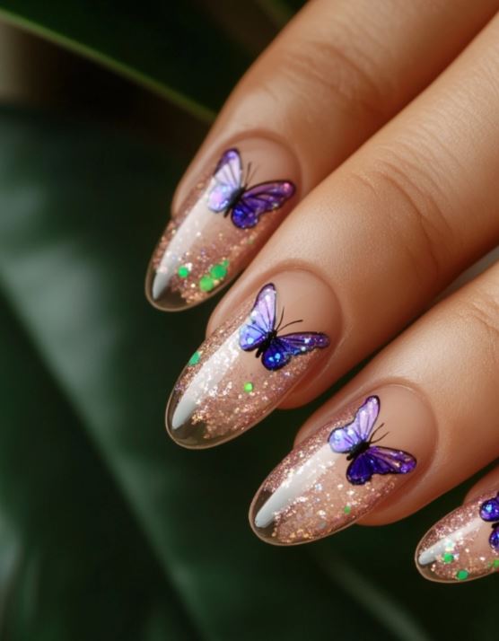 clear butterfly nails