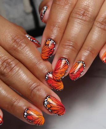 Hand Painted Butterfly Nails