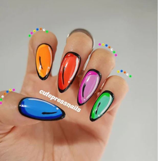 Colorful Pop Art Nails by Cute Press Nails