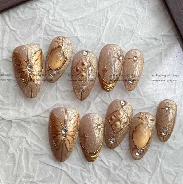Butterfly Geode Nail Designs