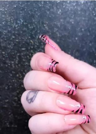 Hot Pink Zebra Nails