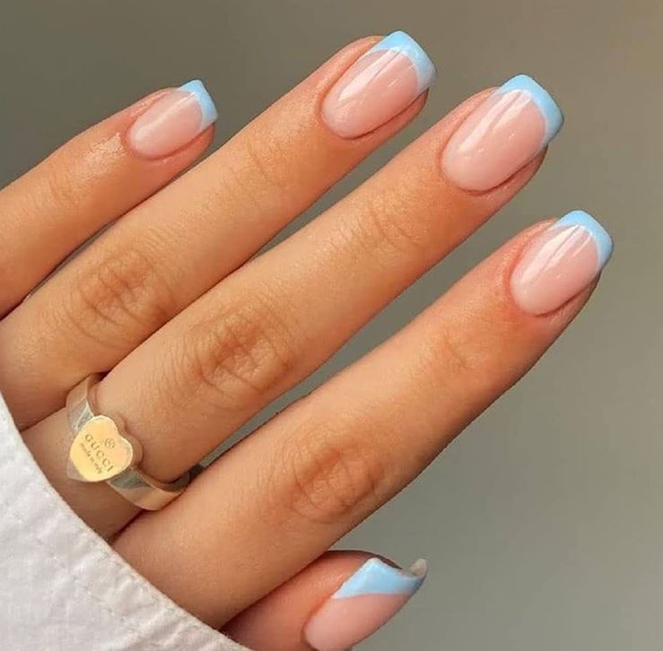 Blue Tipped Summer Nails