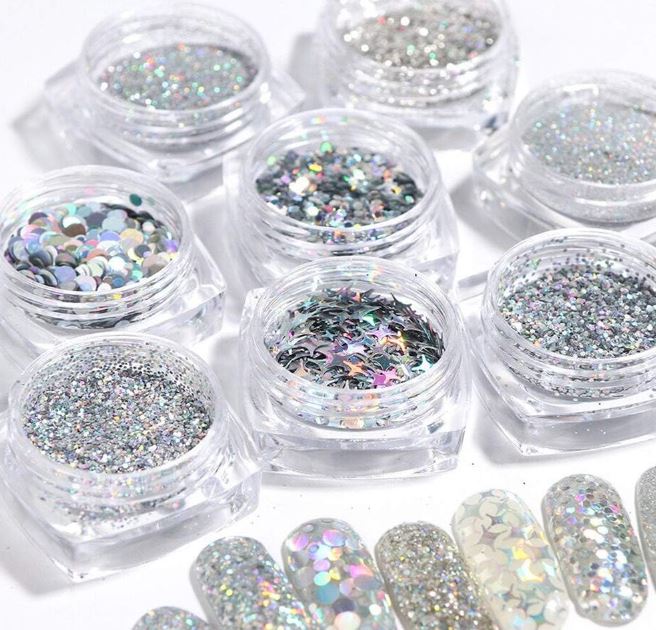 Silver Loose Glitters For Nails