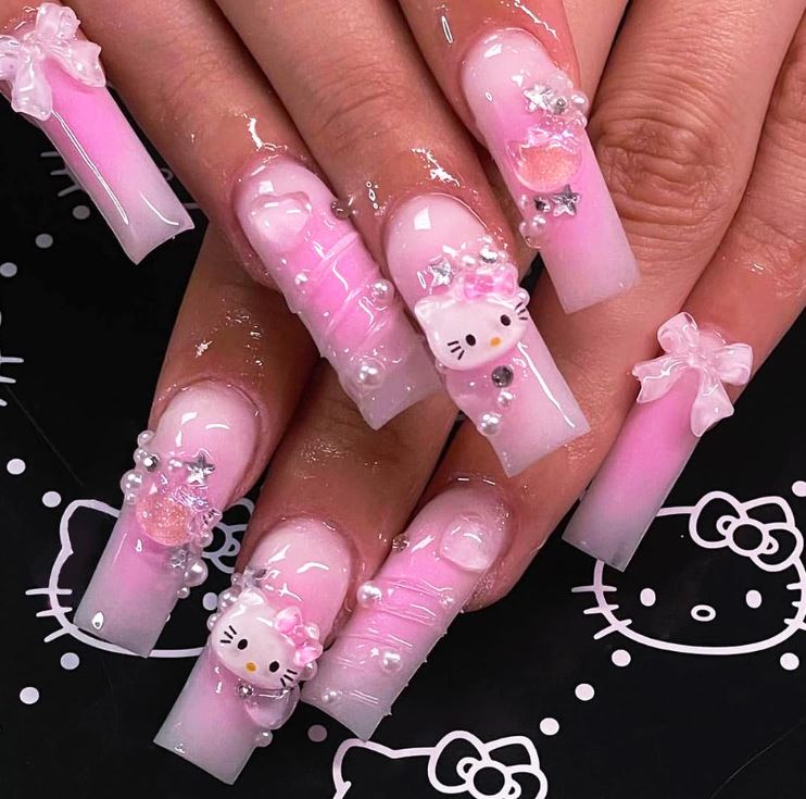 pink kawaii nails