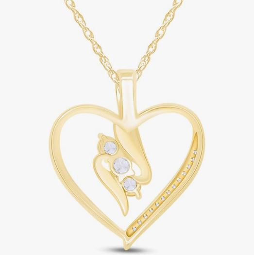 dainty heart pendant 14k gold