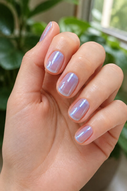 light purple lip gloss nails